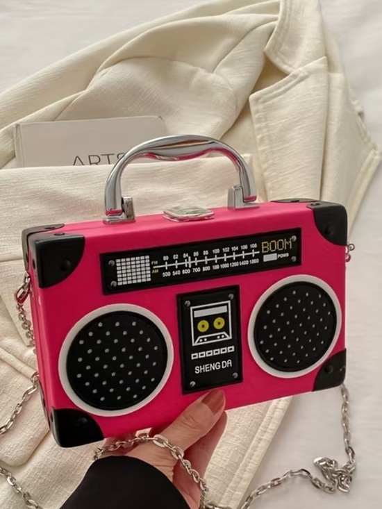 Handbags - Pink Retro/vintage style Boombox (Boom Box) Crossbody Bag!